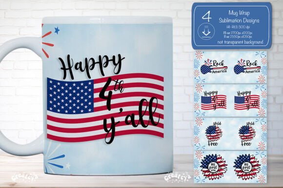 American Patriotic 4th of July Mug Wrap