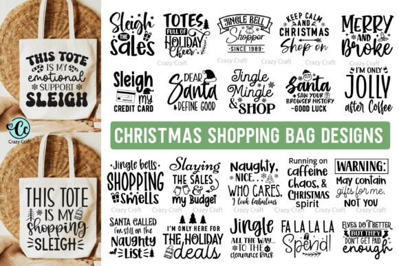 Christmas Shopping Bag Design SVG PNG
