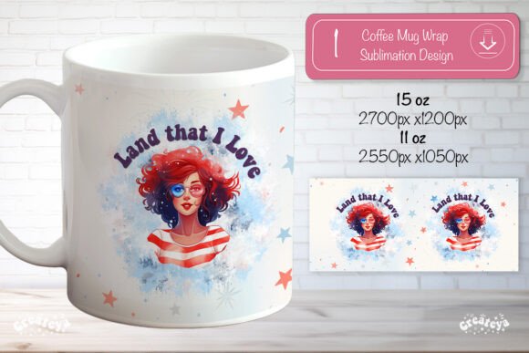 Patriotic 4th of July Mug Wrap Png