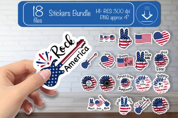 Patriotic Stickers Svg Bundle, Printable
