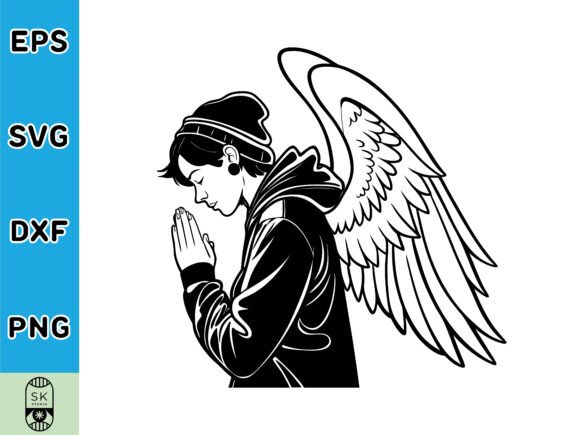 Praying Hands with Angel Wings SVG