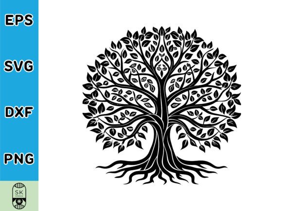 Tree of Life with Vines Silhouette SVG
