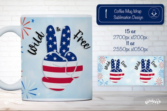 USA Patriotic 4th of July Mug Wrap PNG